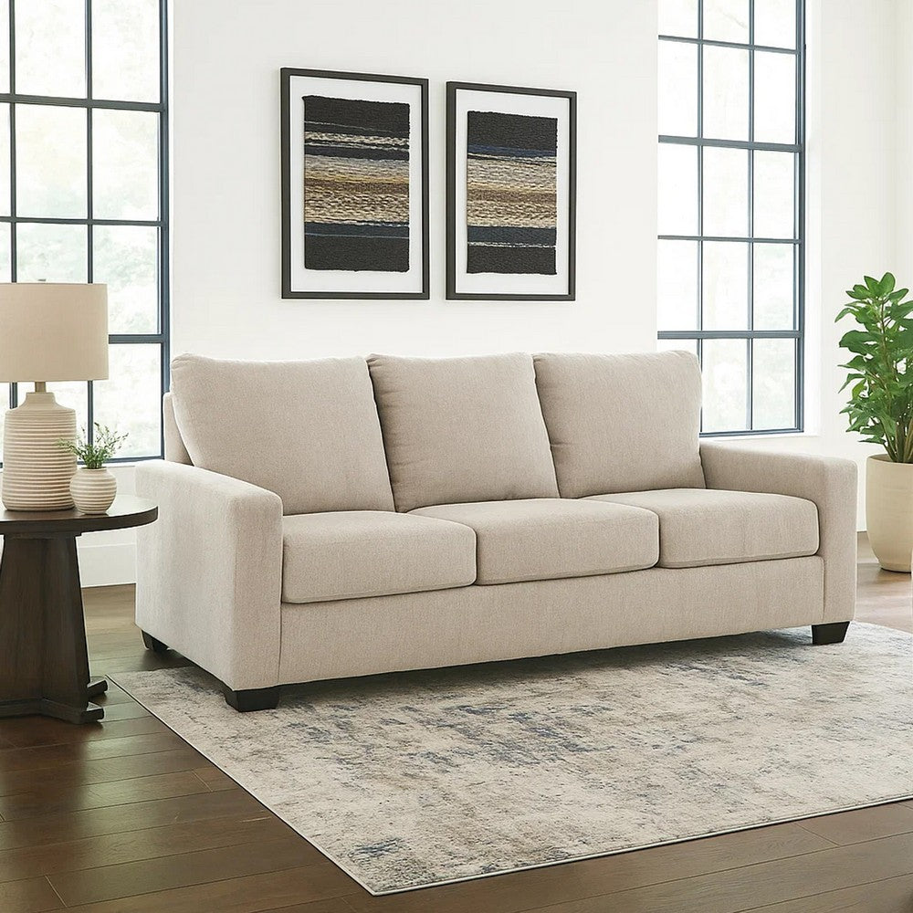 Ashley Anise Sofa Sleeper with Queen Size Pull Out Bed, Snow White Polyester
