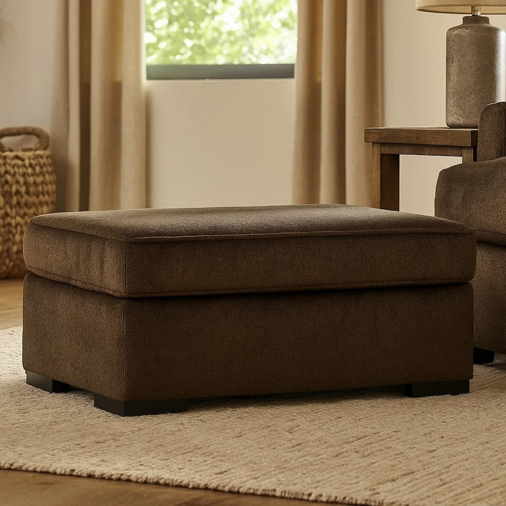 Ashley Ayle Ottoman with Low Profile Legs, Chocolate Brown Polyester 44 Inch