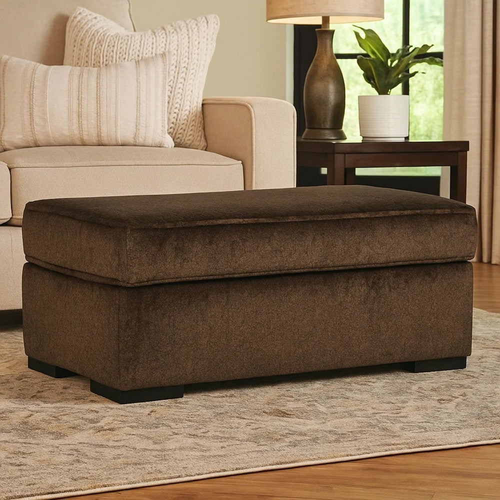 Ashley Ayle Ottoman with Low Profile Legs, Chocolate Brown Polyester 44 Inch
