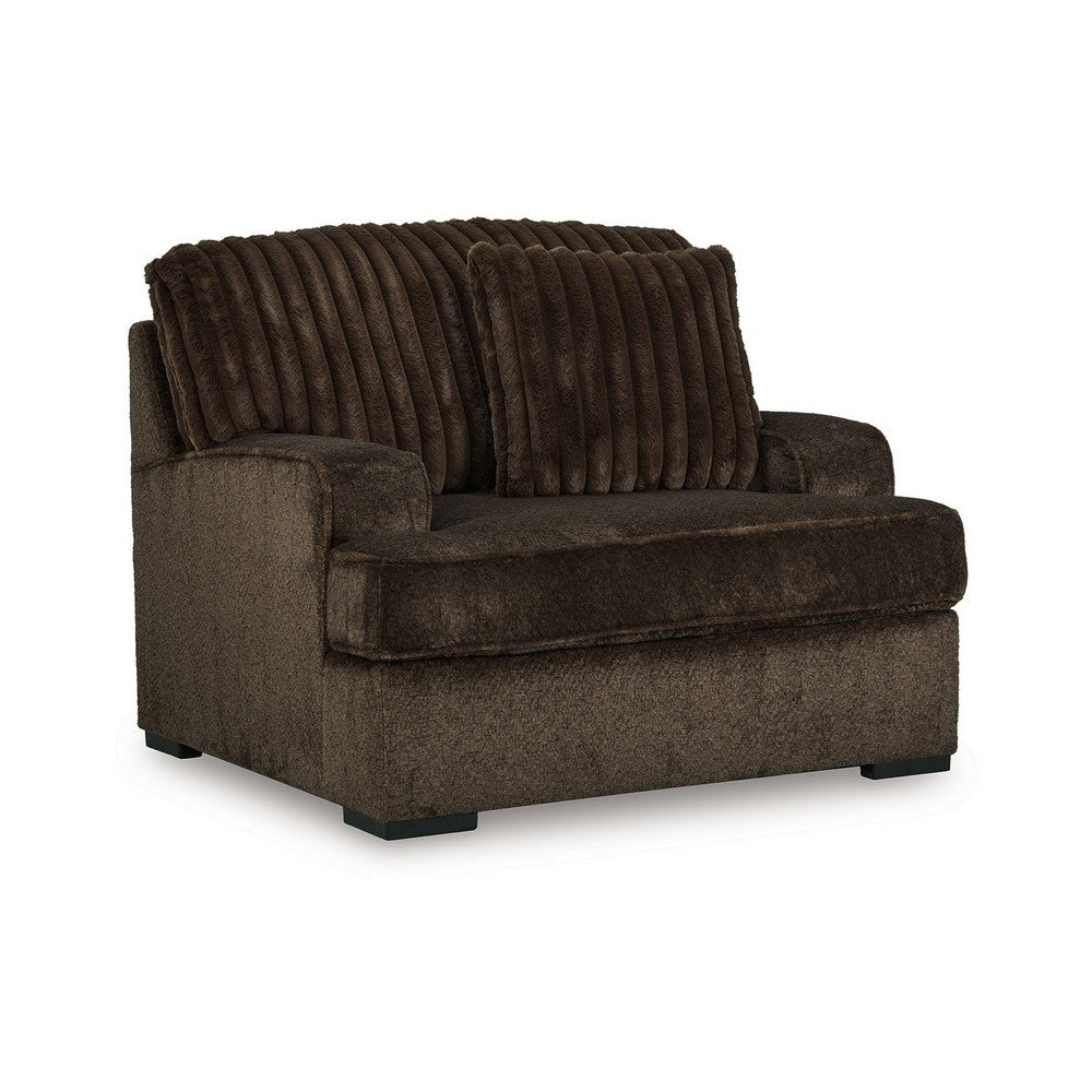 Ashley Ayle Oversized Chair, Accent Pillow Chocolate Brown Corduroy Polyester