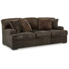 Ashley Ayle Sofa, 4 Accent Pillow, Chocolate Brown Corduroy Polyester 94 Inch