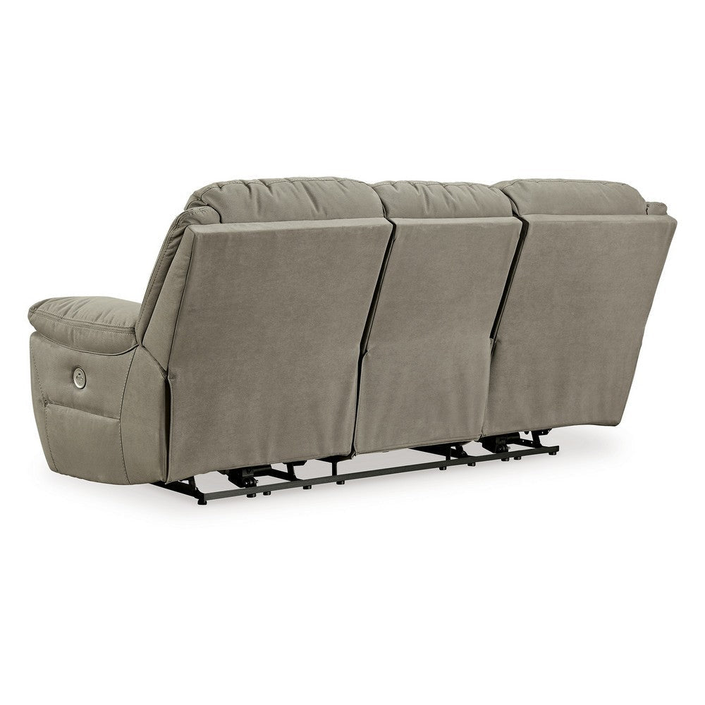 Ashley Zane Power Recliner Sofa USB Charging Ports Gray Faux Suede Suede BM331774