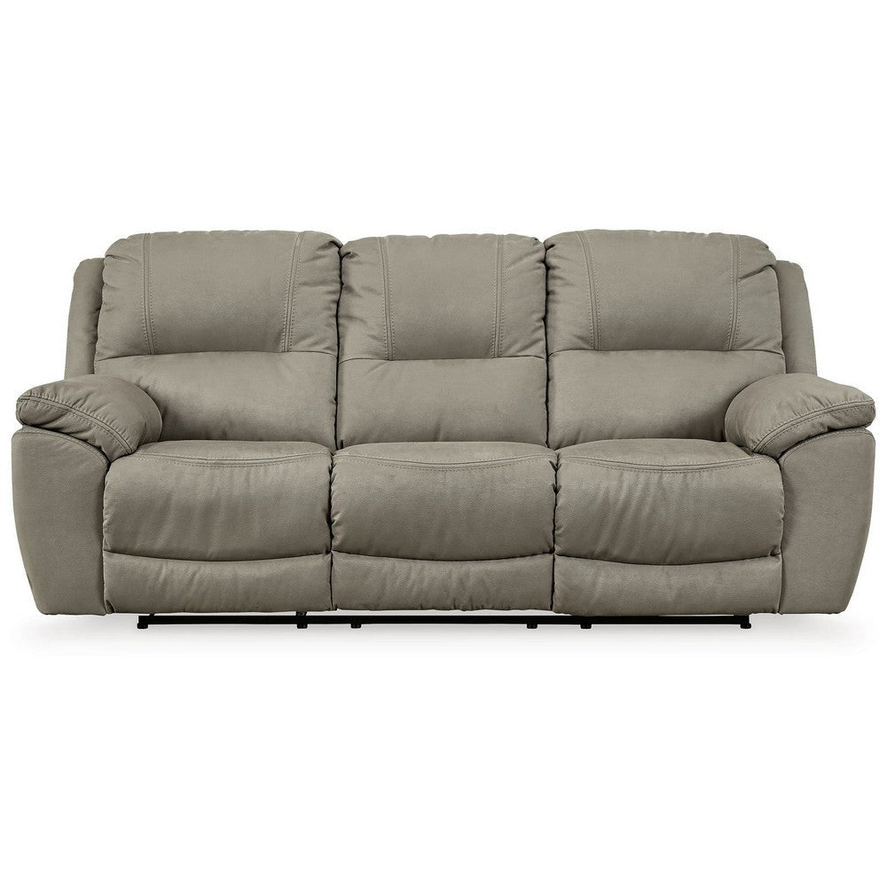 Ashley Zane Manual Recliner Sofa with Zero Wall Gray Faux Suede 93 Inch BM331775