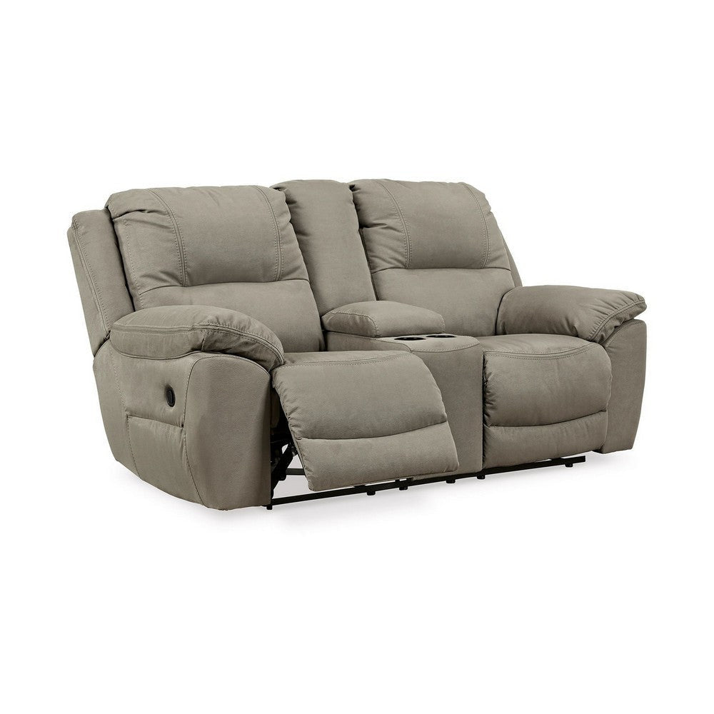 Ashley Zane Manual Dual Reclining Loveseat Soft Gray Faux Suede 80 Inch BM331776