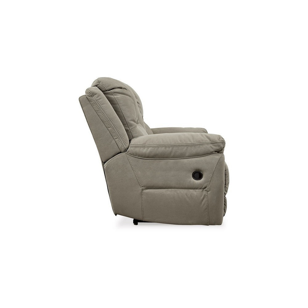 Ashley Zane Manual Dual Reclining Loveseat Soft Gray Faux Suede 80 Inch BM331776