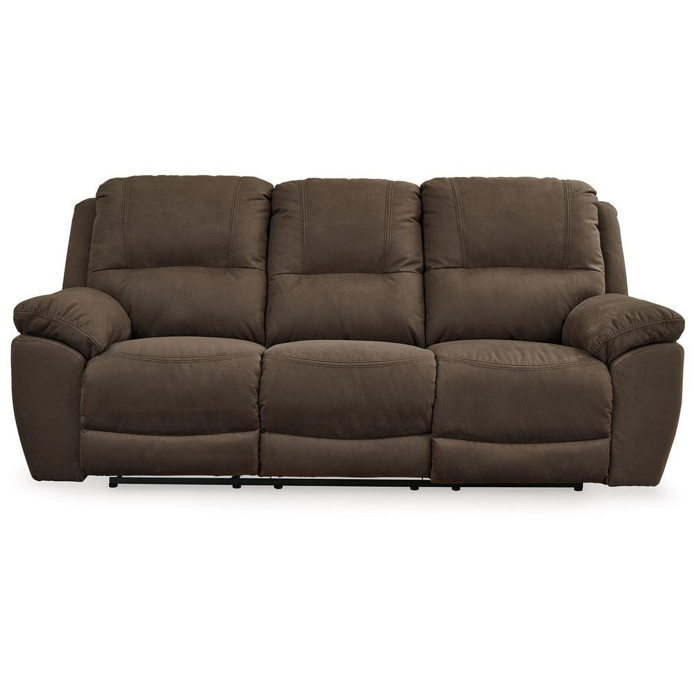 Ashley Zane Manual Recliner Sofa with Zero Wall Brown Faux Suede 93 Inch BM331777