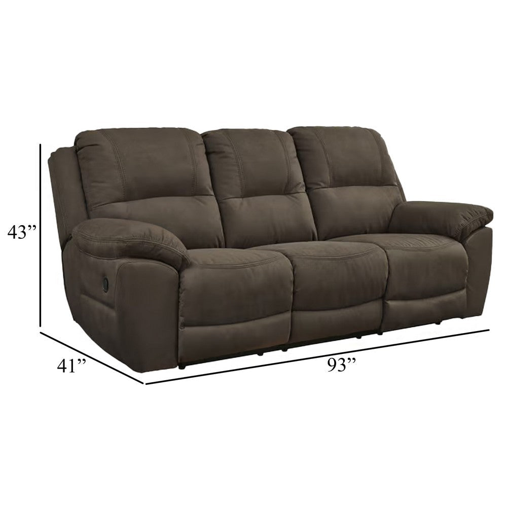Ashley Zane Manual Recliner Sofa with Zero Wall Brown Faux Suede 93 Inch BM331777