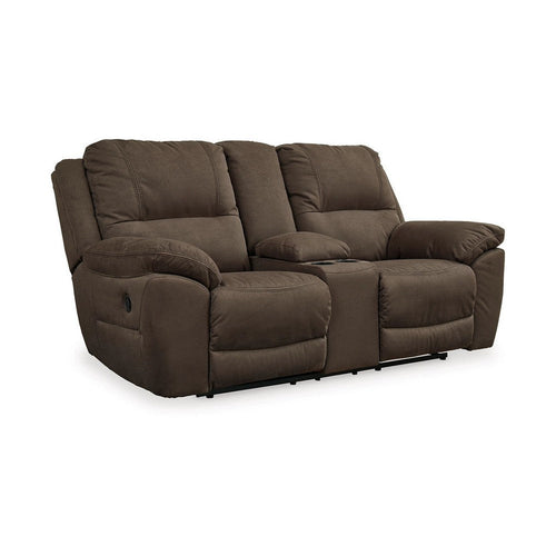 Ashley Zane Manual Dual Reclining Loveseat, Dark Brown Faux Suede 80 Inch