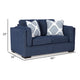 Ashley Marcy Loveseat with 2 Throw Pillows Navy Blue Polyester 66 Inch BM331780