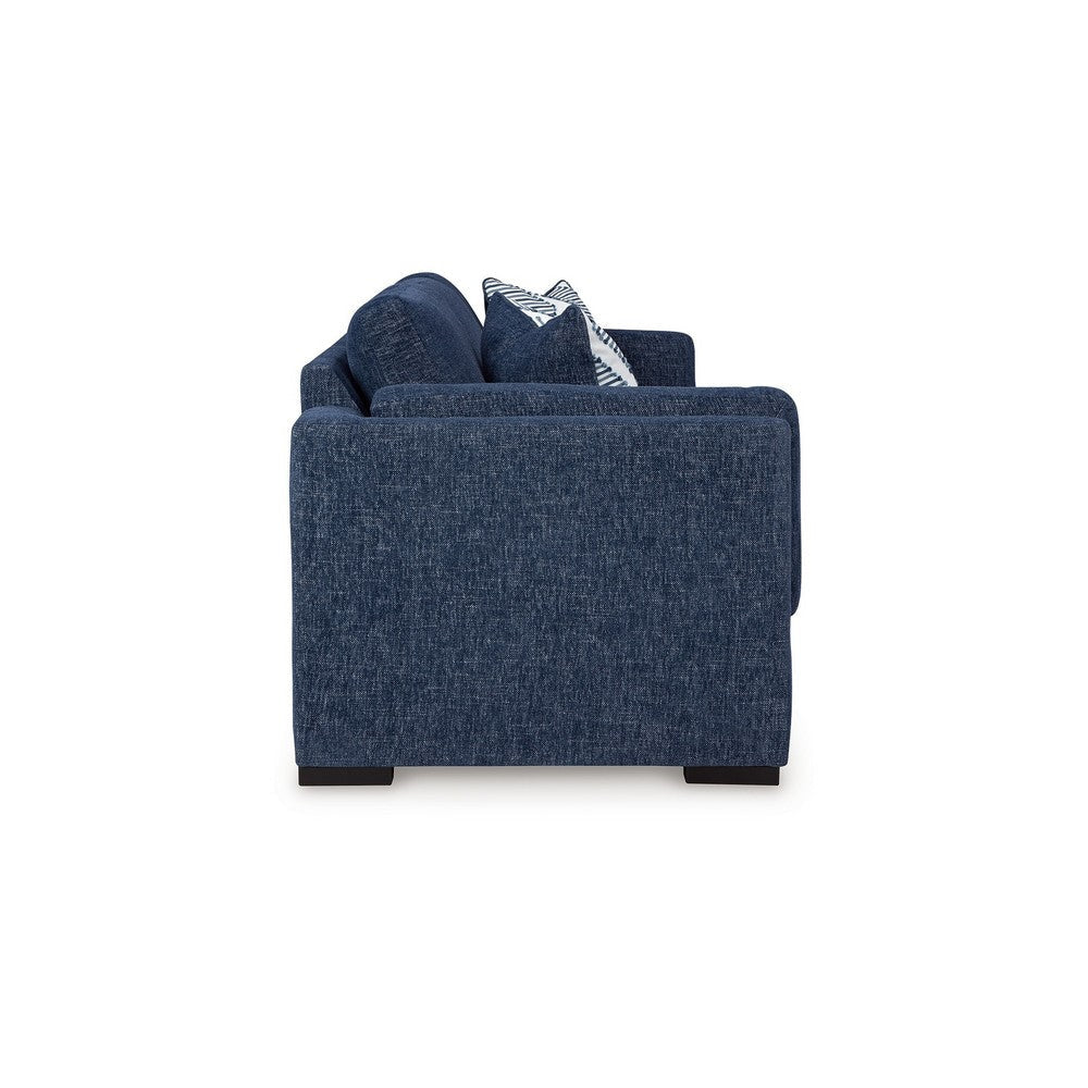 Ashley Marcy Sofa with 2 Accent Throw Pillows Navy Blue Polyester 89 Inch BM331781