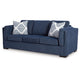 Ashley Marcy Sofa with 2 Accent Throw Pillows Navy Blue Polyester 89 Inch BM331781