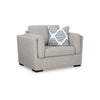 Ashley Marcy Oversized Chair with Arm Bolster Pillows, Pewter Gray Polyester
