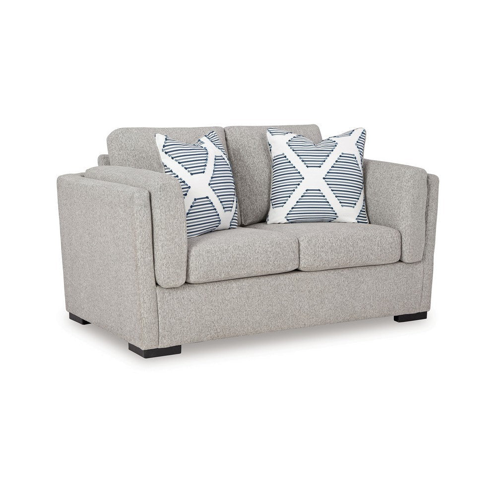 Ashley Marcy Loveseat with Arm Bolster Pillows, Pewter Gray Polyester 66 Inch