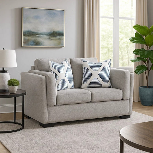 Ashley Marcy Loveseat with Arm Bolster Pillows, Pewter Gray Polyester 66 Inch