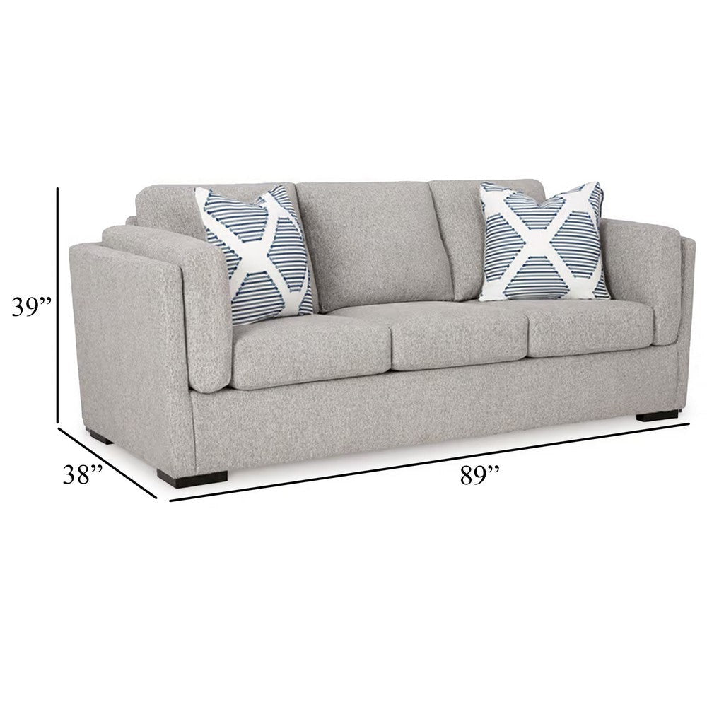 Ashley Marcy Sofa with Arm Bolster Pillows Pewter Gray Polyester 89 Inch BM331785