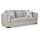 Ashley Marcy Sofa with Arm Bolster Pillows, Pewter Gray Polyester 89 Inch