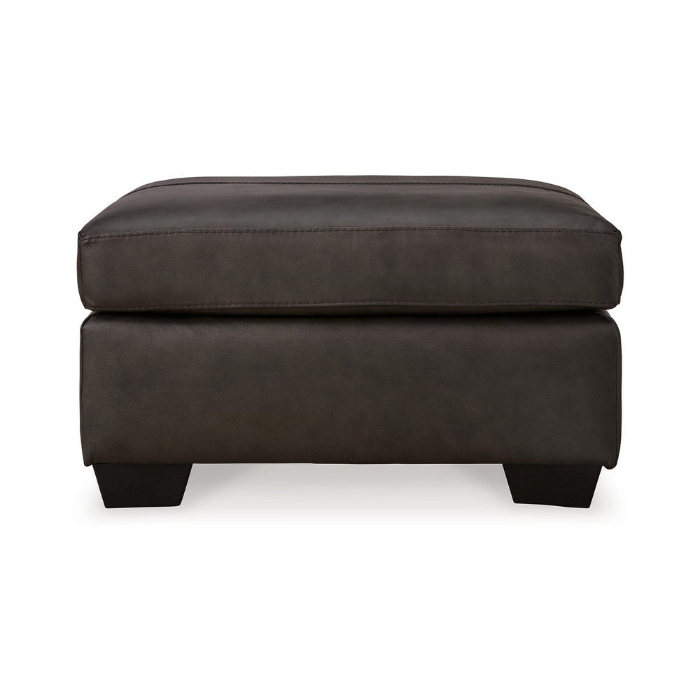 Ashley Zada Accent Ottoman Soft Dark Brown Real and Faux Leather 34 Inch BM331789