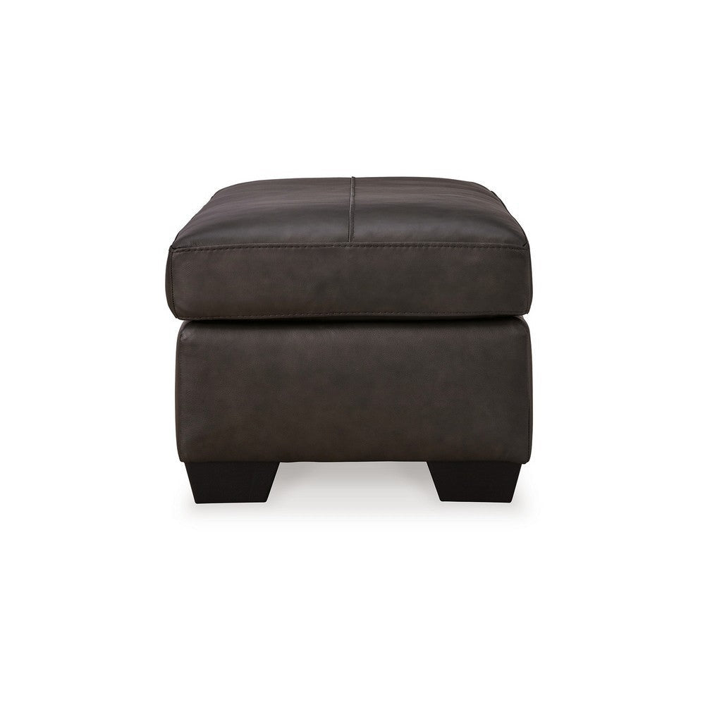 Ashley Zada Accent Ottoman Soft Dark Brown Real and Faux Leather 34 Inch BM331789