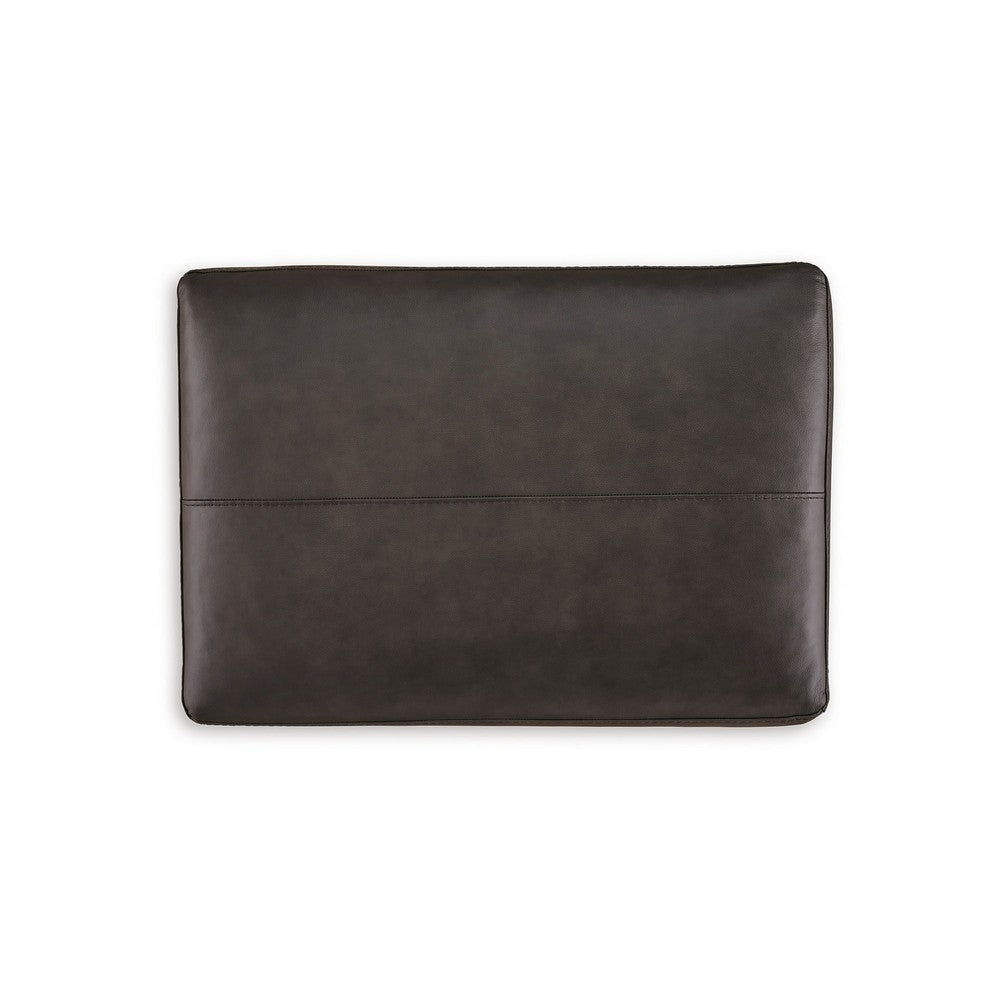 Ashley Zada Accent Ottoman Soft Dark Brown Real and Faux Leather 34 Inch BM331789