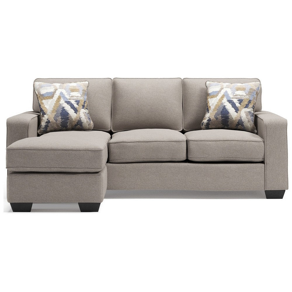 Ashley Qien Sofa Chaise with 2 Accent Pillows Stone Gray Polyester 85 Inch BM331793