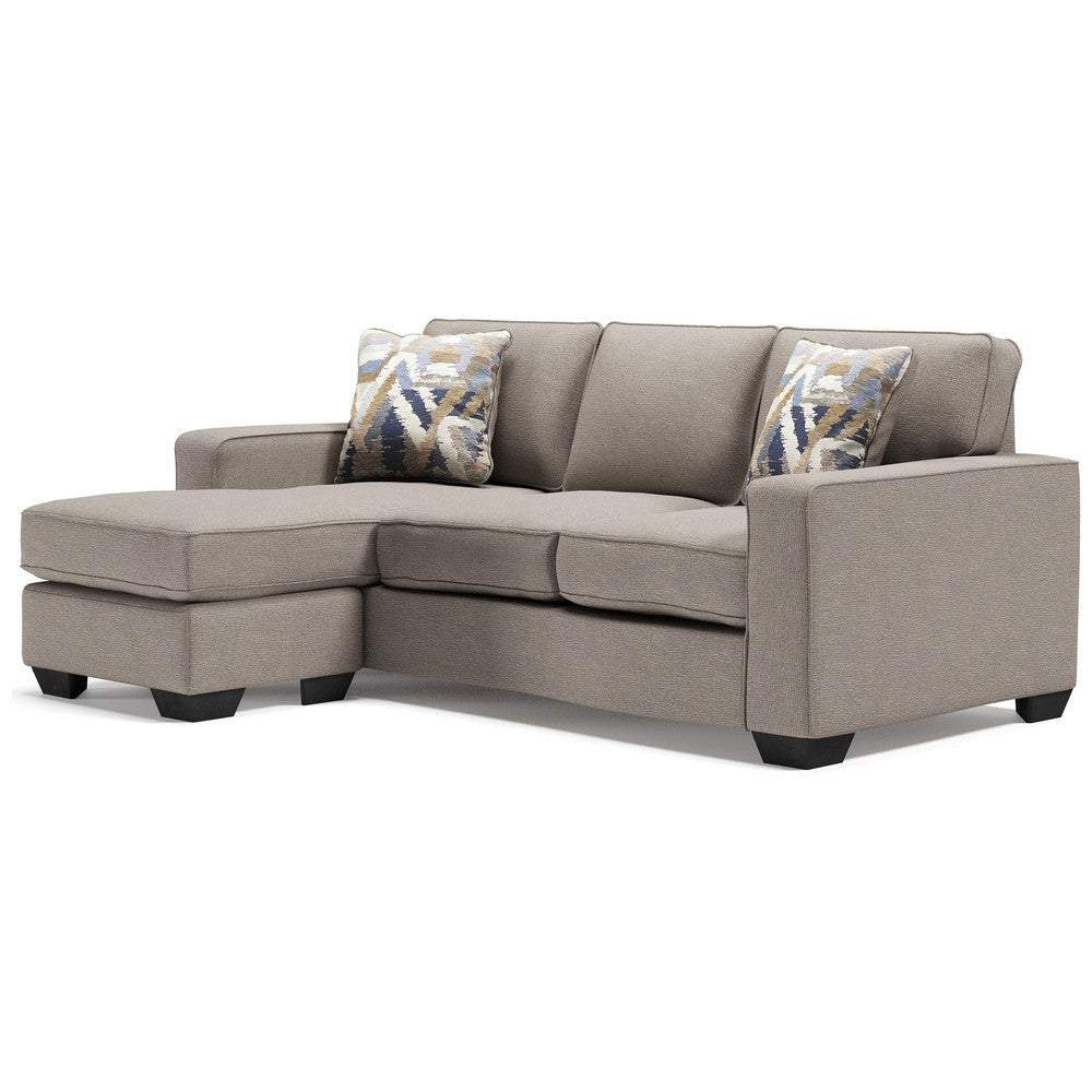 Ashley Qien Sofa Chaise with 2 Accent Pillows Stone Gray Polyester 85 Inch BM331793