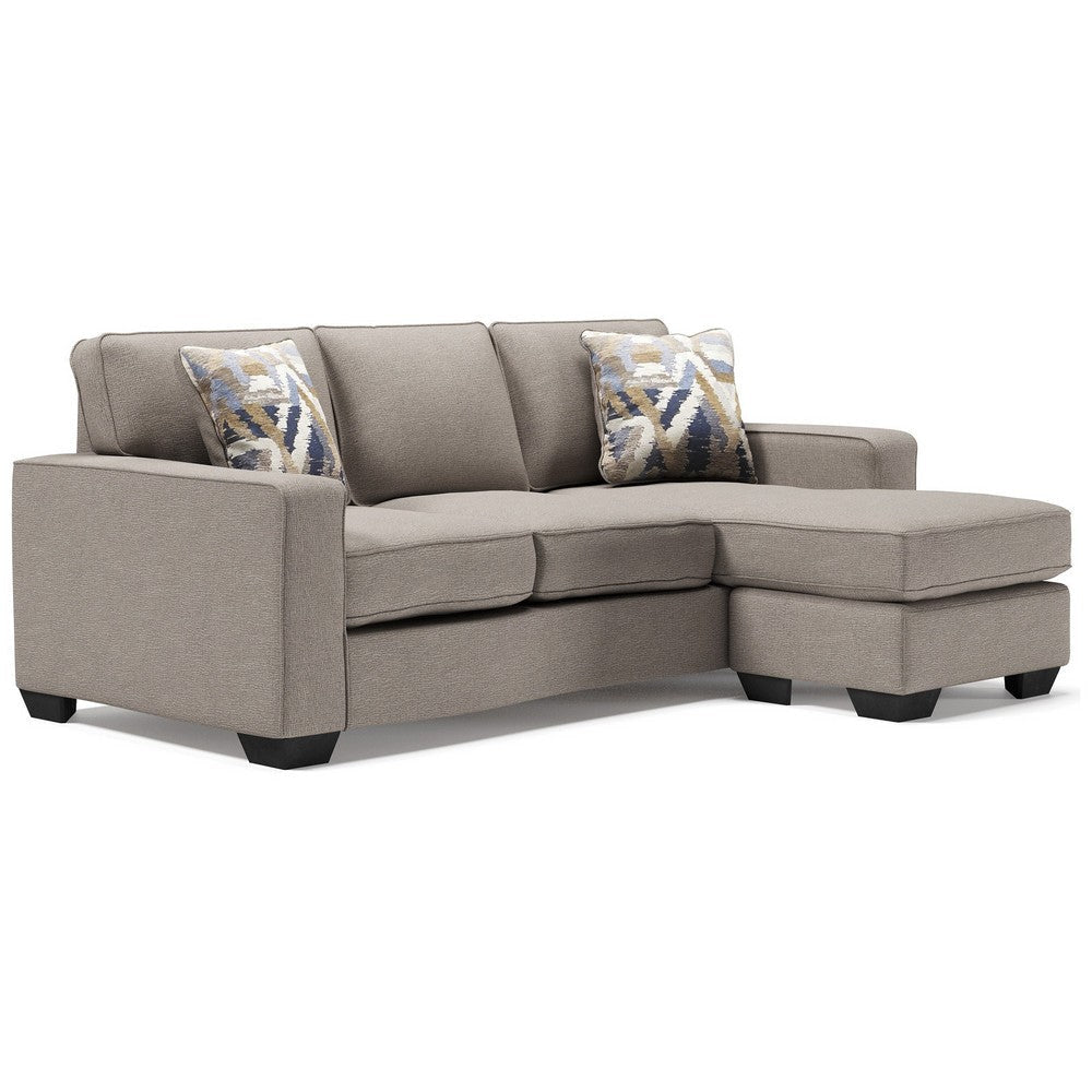 Ashley Qien Sofa Chaise with 2 Accent Pillows, Stone Gray Polyester 85 Inch