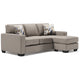 Ashley Qien Sofa Chaise with 2 Accent Pillows, Stone Gray Polyester 85 Inch