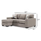 Ashley Qien Sofa Chaise with 2 Accent Pillows Stone Gray Polyester 85 Inch BM331793