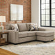 Ashley Qien Sofa Chaise with 2 Accent Pillows, Stone Gray Polyester 85 Inch