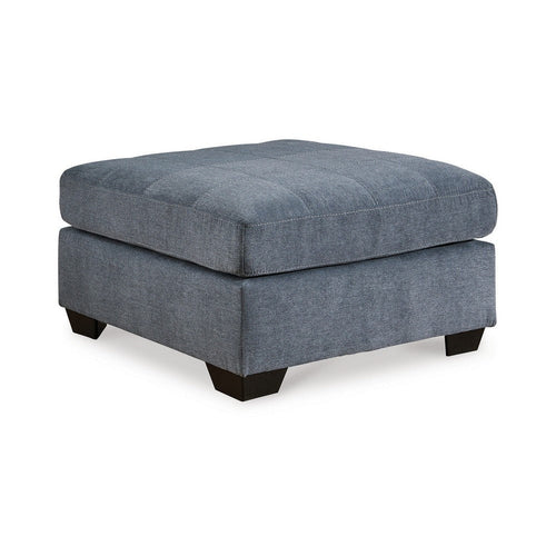 Ashley Marlow Oversize Ottoman, Stitch Details, Muted Blue Polyester 36 Inch