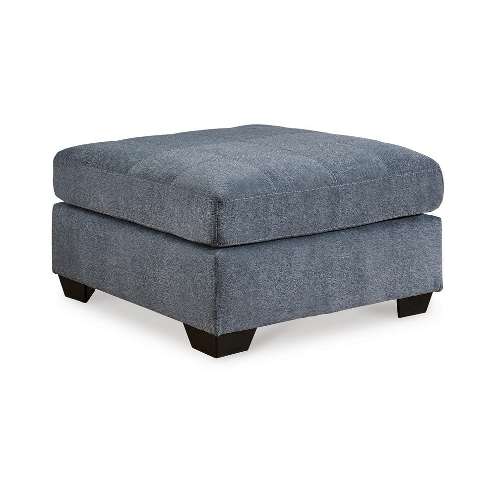 Ashley Marlow Oversize Ottoman, Stitch Details, Muted Blue Polyester 36 Inch
