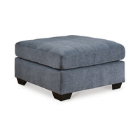 Ashley Marlow Oversize Ottoman, Stitch Details, Muted Blue Polyester 36 Inch