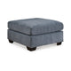Ashley Marlow Oversize Ottoman, Stitch Details, Muted Blue Polyester 36 Inch