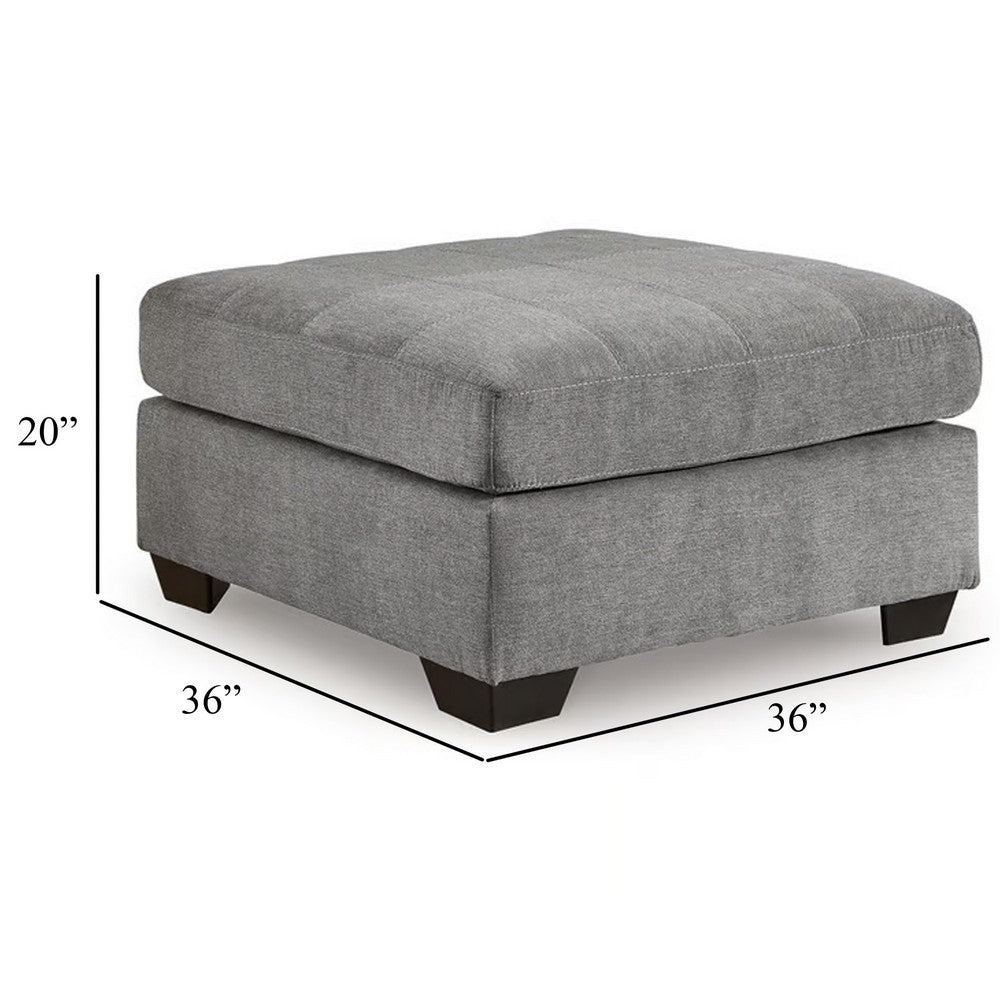Ashley Marlow Oversize Ottoman, Stitch Details, Muted Gray Polyester 36 Inch