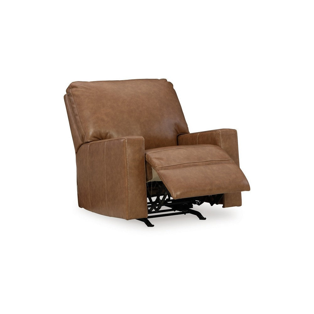Ashley Miller Manual Recliner Chair Pull Tab Caramel Brown Real Leather BM331802