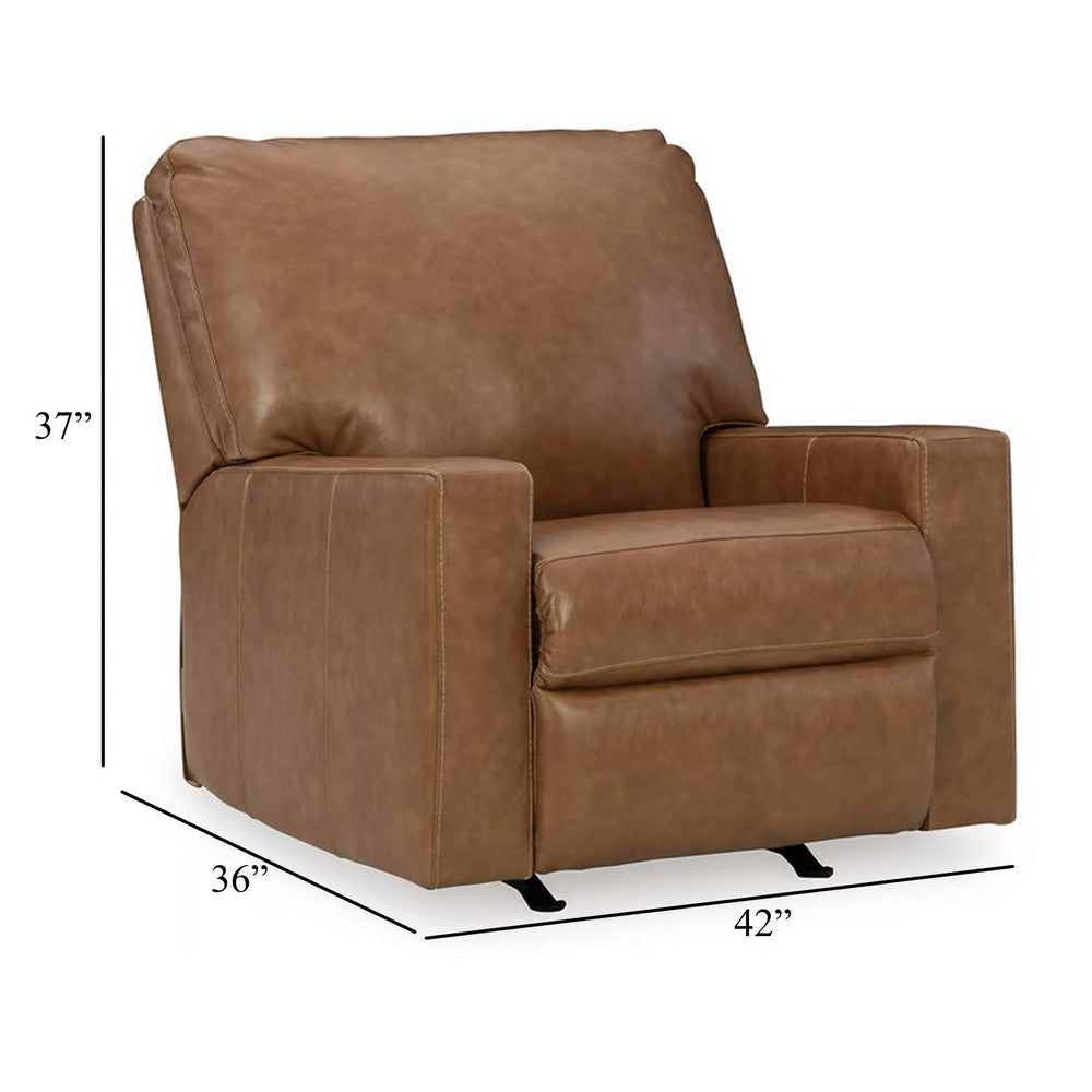 Ashley Miller Manual Recliner Chair Pull Tab Caramel Brown Real Leather BM331802