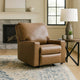Ashley Miller Manual Recliner Chair, Pull Tab, Caramel Brown Real Leather
