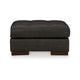 Ashley Lenie Ottoman Tufted Details Dark Gray Real and Faux Leather 34 Inch BM331808
