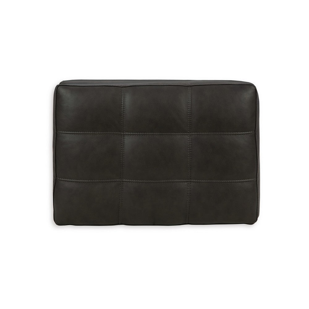 Ashley Lenie Ottoman Tufted Details Dark Gray Real and Faux Leather 34 Inch BM331808