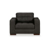 Ashley Lenie Oversized Chair Block Stitched Dark Gray Real and Faux Leather BM331809