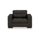 Ashley Lenie Oversized Chair Block Stitched Dark Gray Real and Faux Leather BM331809