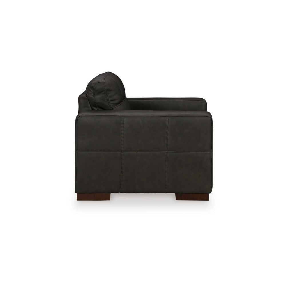 Ashley Lenie Oversized Chair Block Stitched Dark Gray Real and Faux Leather BM331809