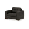 Ashley Lenie Oversized Chair Block Stitched Dark Gray Real and Faux Leather BM331809