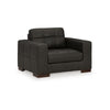 Ashley Lenie Oversized Chair, Block Stitched Dark Gray Real and Faux Leather