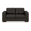 Ashley Lenie Loveseat, Block Stitched Dark Gray Real and Faux Leather 70 Inch