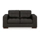 Ashley Lenie Loveseat, Block Stitched Dark Gray Real and Faux Leather 70 Inch