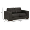 Ashley Lenie Loveseat, Block Stitched Dark Gray Real and Faux Leather 70 Inch