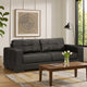 Ashley Lenie Sofa, Block Stitched Dark Gray Real and Faux Leather 96 Inch
