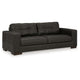 Ashley Lenie Sofa, Block Stitched Dark Gray Real and Faux Leather 96 Inch
