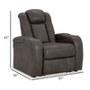 Ashley Fynne LED Power Recliner Chair Cupholder USB Port Gray Faux Leather BM331816